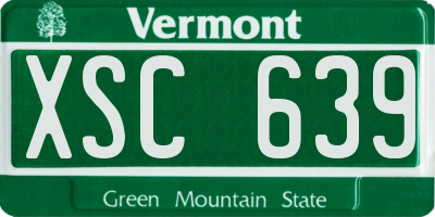 VT license plate XSC639