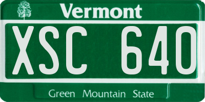 VT license plate XSC640