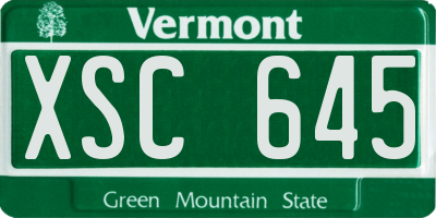 VT license plate XSC645