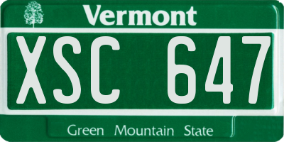 VT license plate XSC647