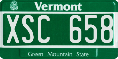 VT license plate XSC658