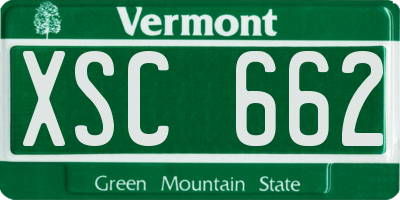 VT license plate XSC662
