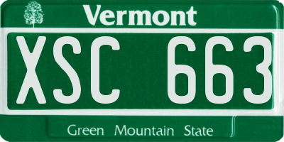 VT license plate XSC663