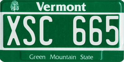 VT license plate XSC665