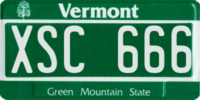 VT license plate XSC666