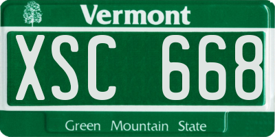 VT license plate XSC668