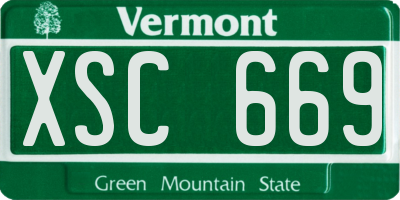 VT license plate XSC669