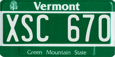VT license plate XSC670