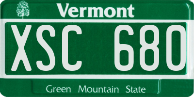 VT license plate XSC680