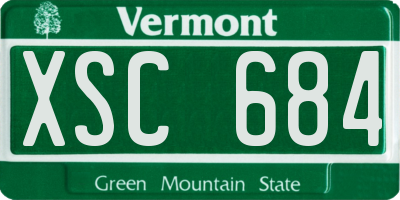 VT license plate XSC684