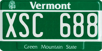 VT license plate XSC688