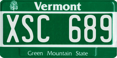 VT license plate XSC689
