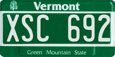 VT license plate XSC692