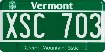 VT license plate XSC703
