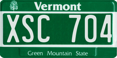 VT license plate XSC704