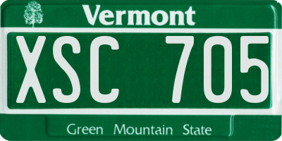 VT license plate XSC705