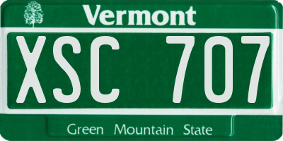 VT license plate XSC707