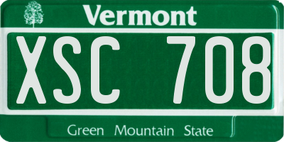 VT license plate XSC708