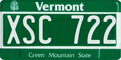 VT license plate XSC722