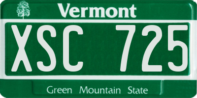 VT license plate XSC725