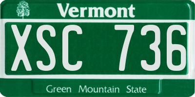 VT license plate XSC736