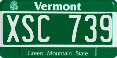 VT license plate XSC739