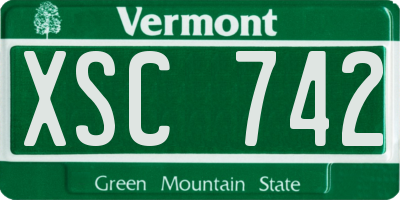 VT license plate XSC742