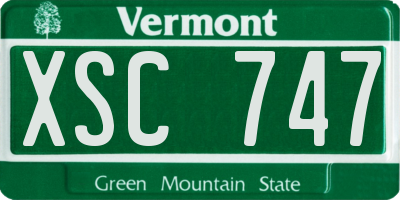 VT license plate XSC747