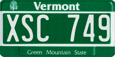 VT license plate XSC749