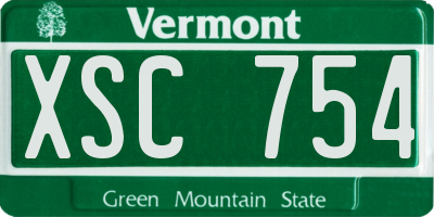 VT license plate XSC754