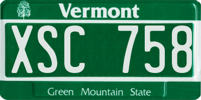 VT license plate XSC758