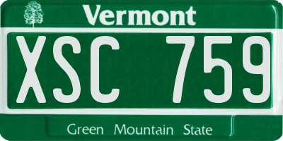 VT license plate XSC759