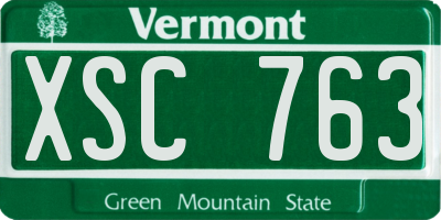 VT license plate XSC763