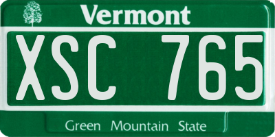 VT license plate XSC765
