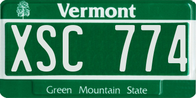 VT license plate XSC774
