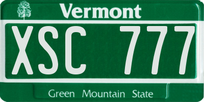 VT license plate XSC777