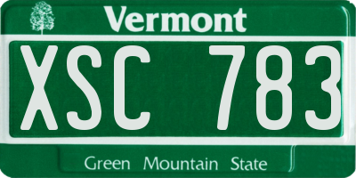 VT license plate XSC783