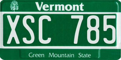 VT license plate XSC785
