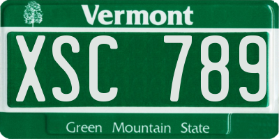 VT license plate XSC789