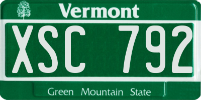 VT license plate XSC792