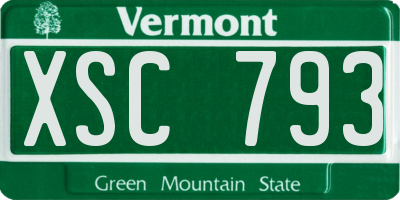 VT license plate XSC793