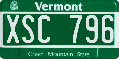 VT license plate XSC796