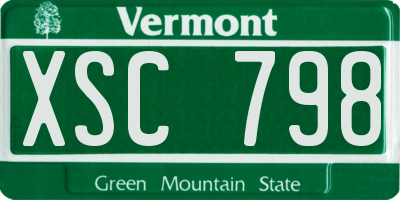 VT license plate XSC798