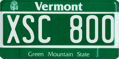 VT license plate XSC800