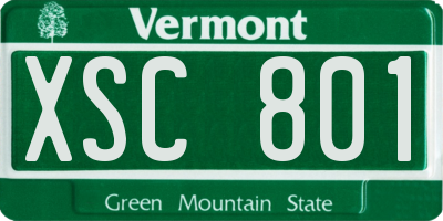 VT license plate XSC801