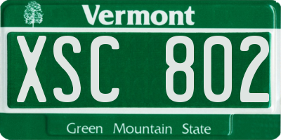VT license plate XSC802