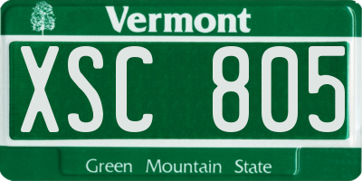 VT license plate XSC805