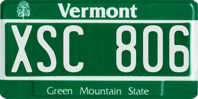 VT license plate XSC806