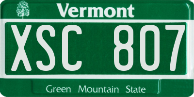 VT license plate XSC807