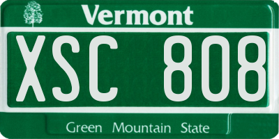 VT license plate XSC808